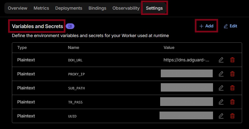 Workers env variable